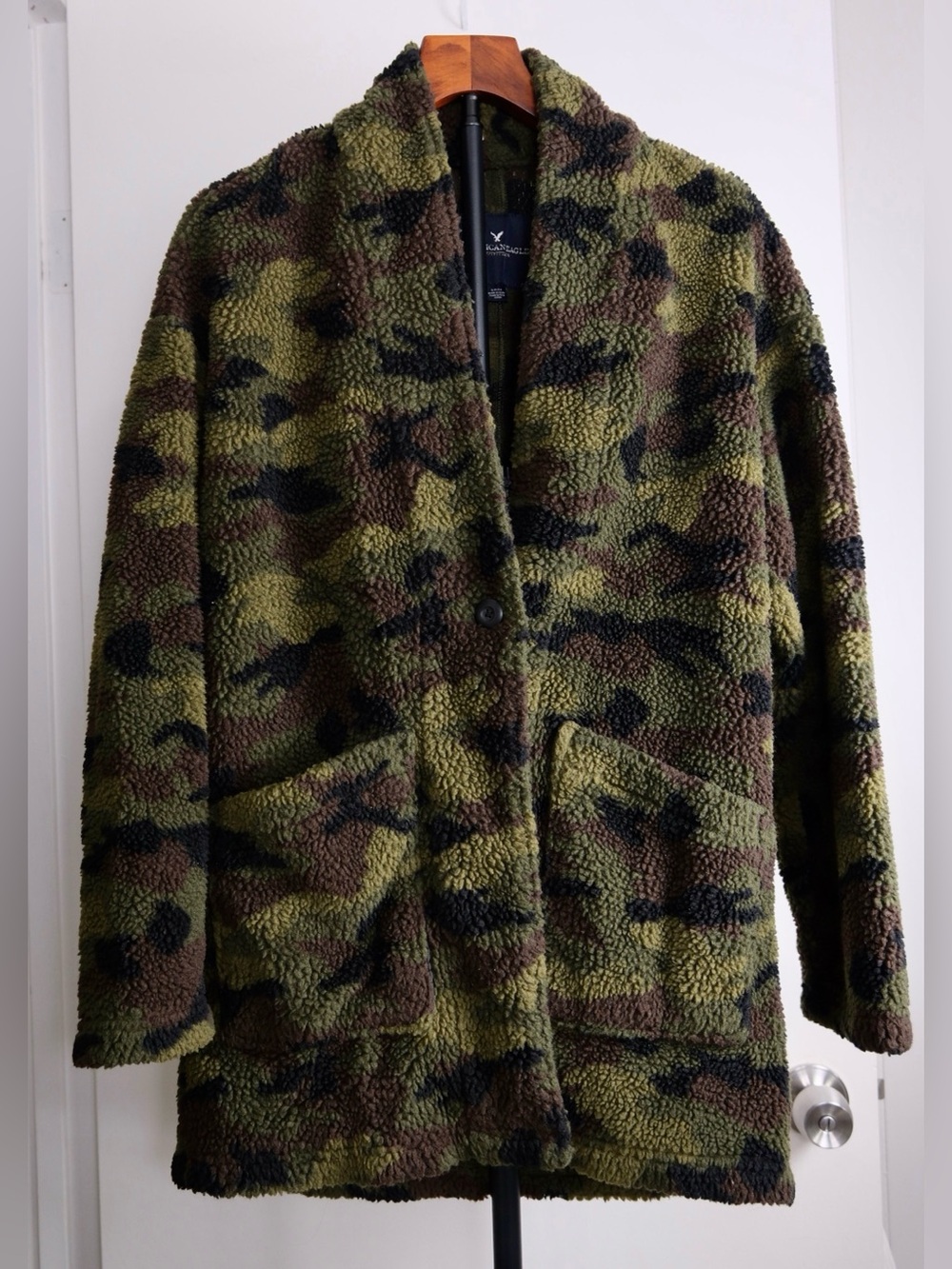 American Eagle Camo Sherpa Coat Jacket Size Small